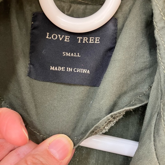 Army Green Cotton Jacket: Love Tree - Picture 2 of 7